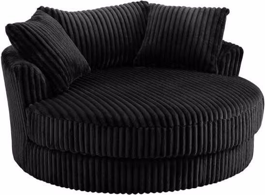 TGC Skye Black Jumbo Cord Fabric Swivel Loveseat Chair