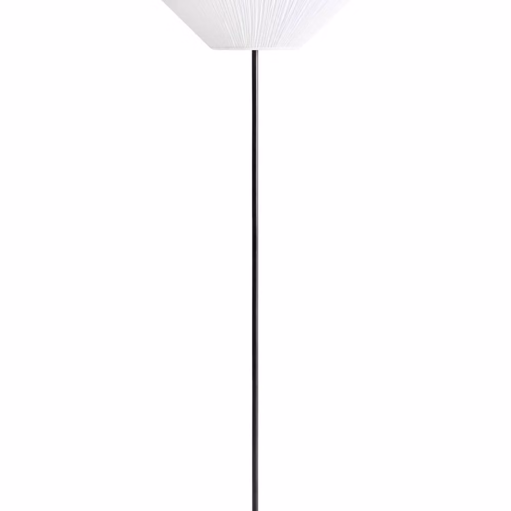 Wyld and Coco Minimalist Floor Lamp with White Fabric Pleated Shade and Black Metal Base, Height: 150 cm – 2