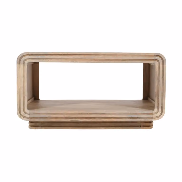 IH Design Paloma Rectangular Carved Mango Wood Coffee Table in Brown
