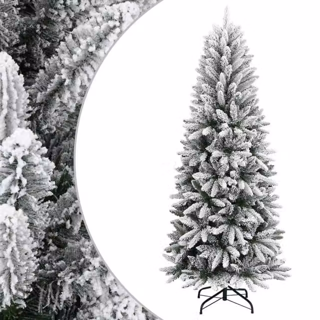Berkfield Home Artificial Flocked Snow Christmas Tree in White, Height: 150 cm