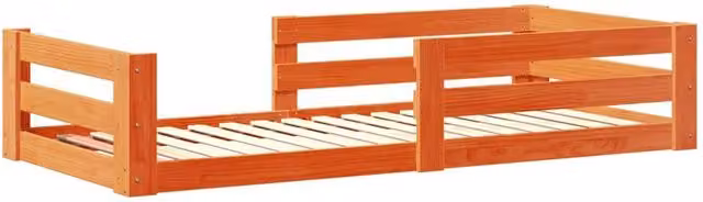 Berkfield Home Solid Pine Decorative Bed Frame in Waxed Brown, W/D/H: 100 x 200 cm – 1