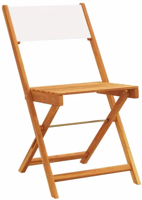 Berkfield Home Beautiful 3 Piece Bistro Set in Cream White Fabric and Oiled Acacia Wood