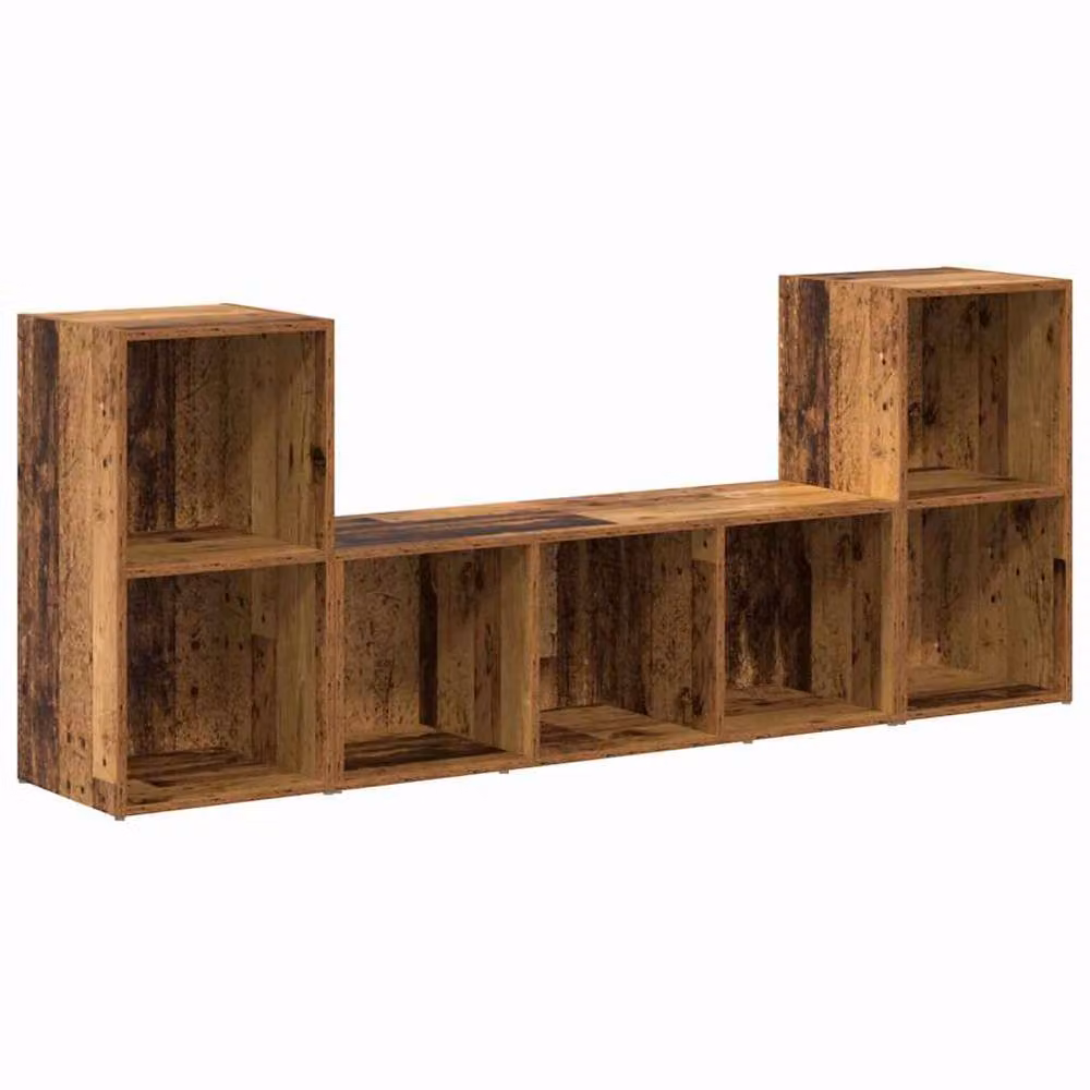 Berkfield Home 3-Piece Brown TV Cabinet Set made from Engineered Wood, W/D/H: 107 x 35 x 37 cm – 3