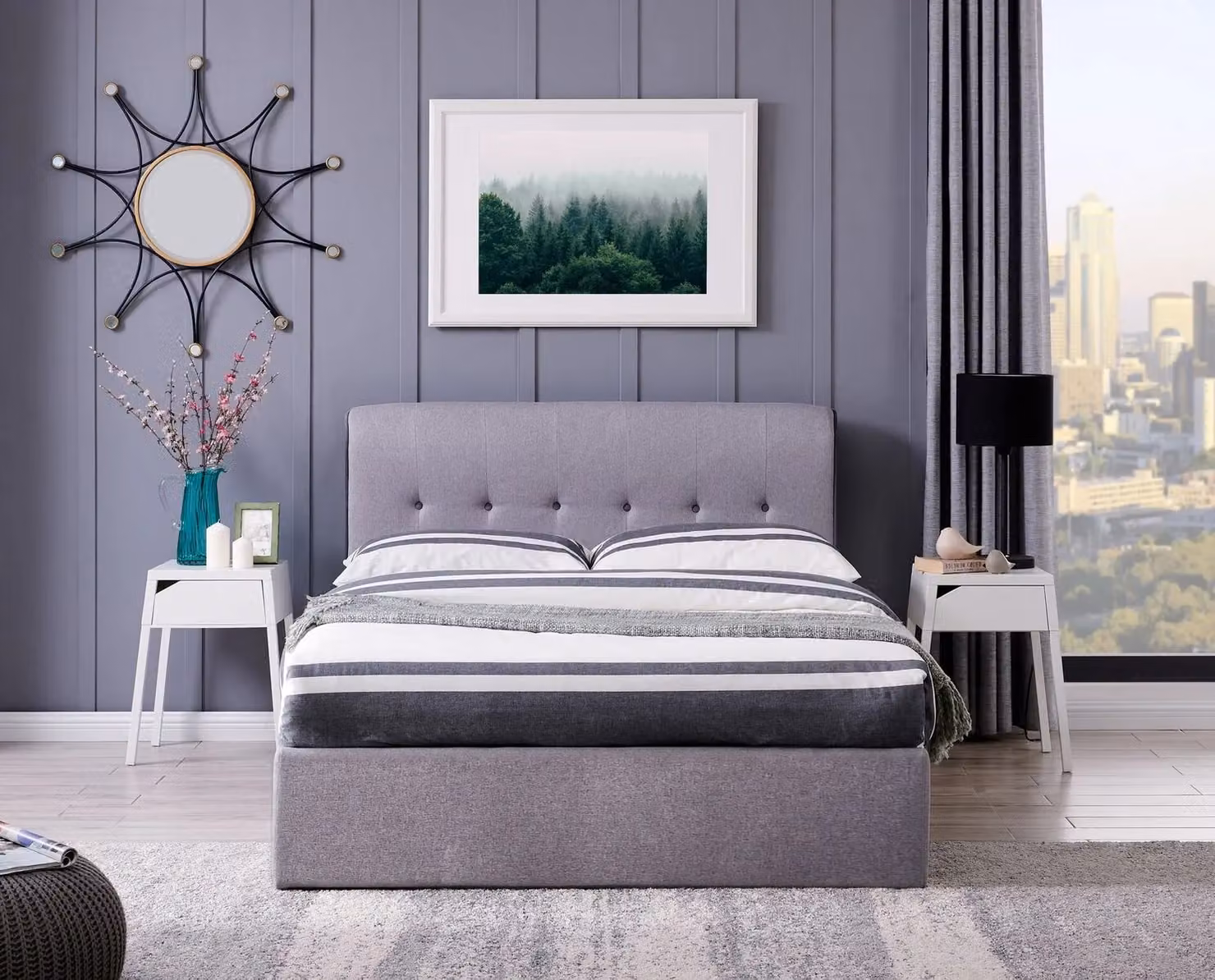 Flintshire Furniture Ltd Carmel Grey Fabric Upholstered Ottoman Bed Frame, Double W/D/H: 140 x 200 cm – 3