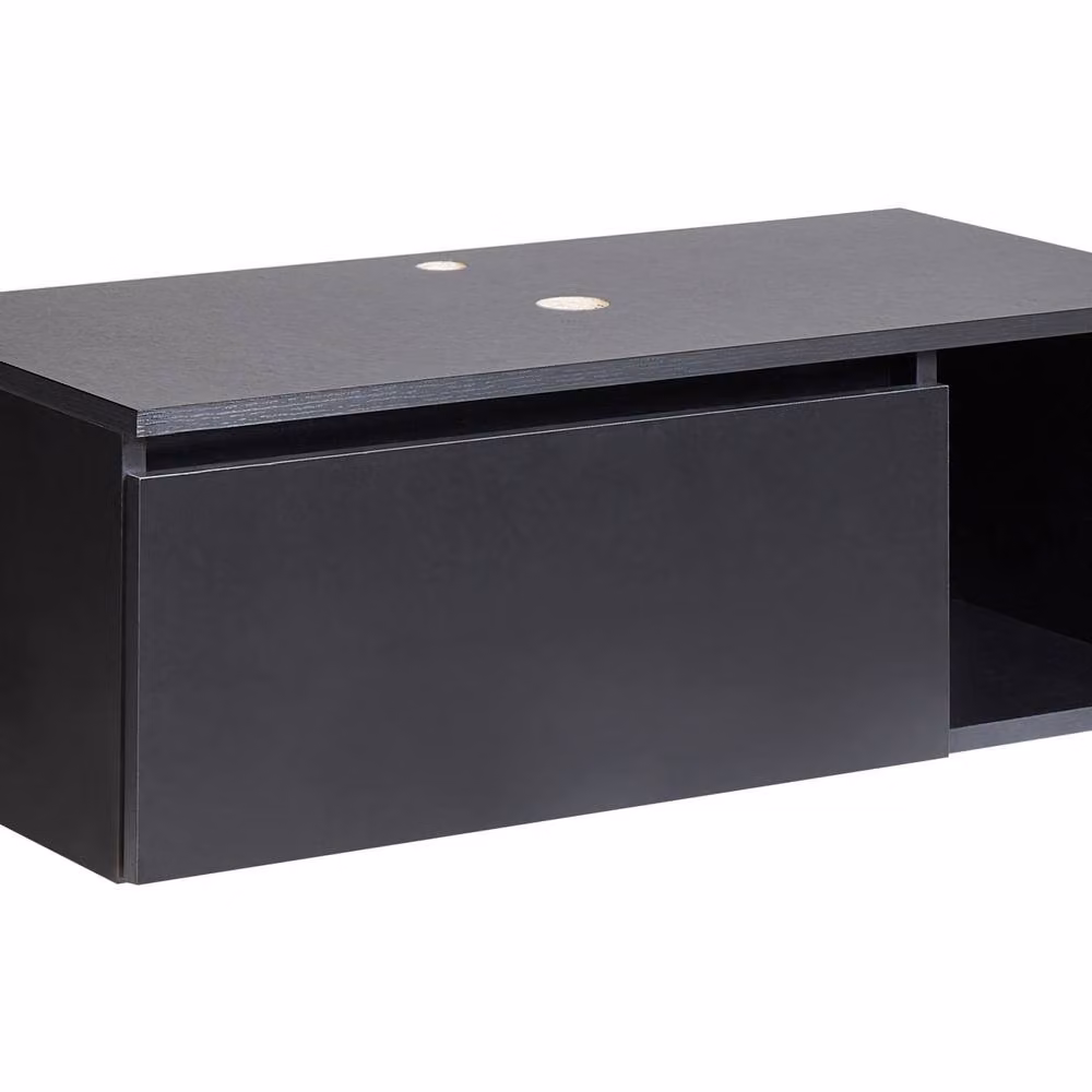 Wyld and Coco Black Wall-Mounted Bathroom Cabinet with Fluted Front and Internal Shelves W/D/H: 80 x 40 x 27 cm – 2