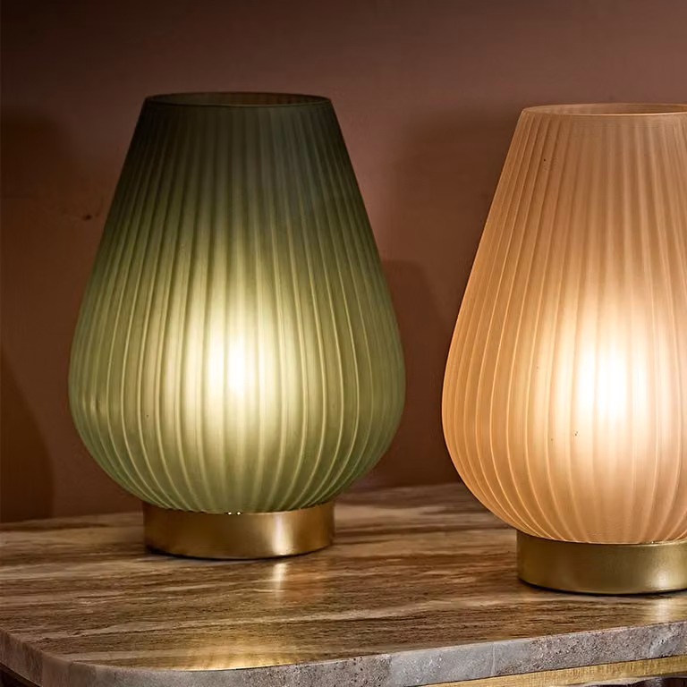 Atkin and Thyme Phoebe Table Lamp in Green and Gold/Brass