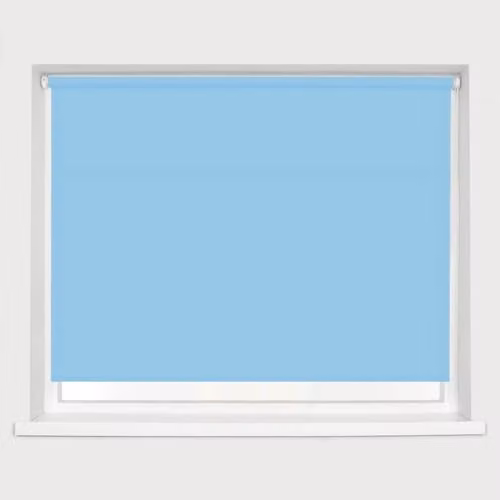Caecus Blue Opaque Straight Edge Dim-Out Roller Blind, W: 90 cm, H: 160 cm