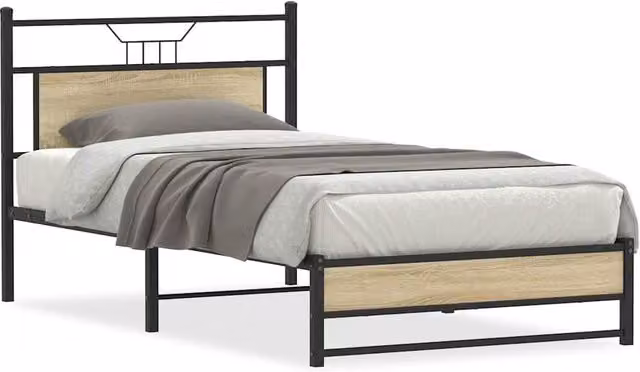 Berkfield Home Sonoma Oak Bed Frame with Drawers in Brown, W: 107 cm, L: 203 cm