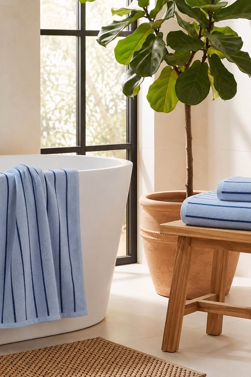 Allure Bath Fashions Strand Striped Cotton Towels in Blue – 2