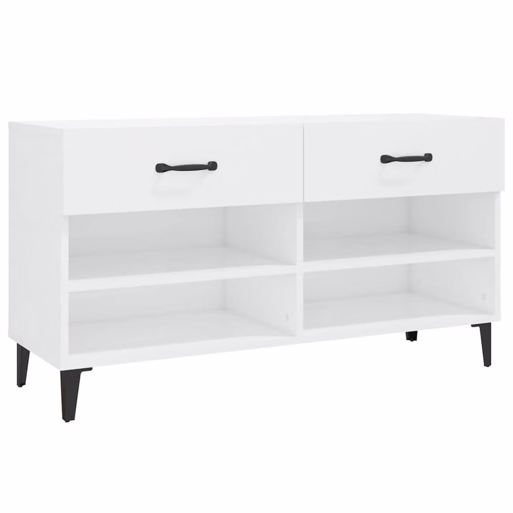 Berkfield Home High Gloss White Shoe Cabinet W/D/H: 102 x 35 x 55 cm – 2