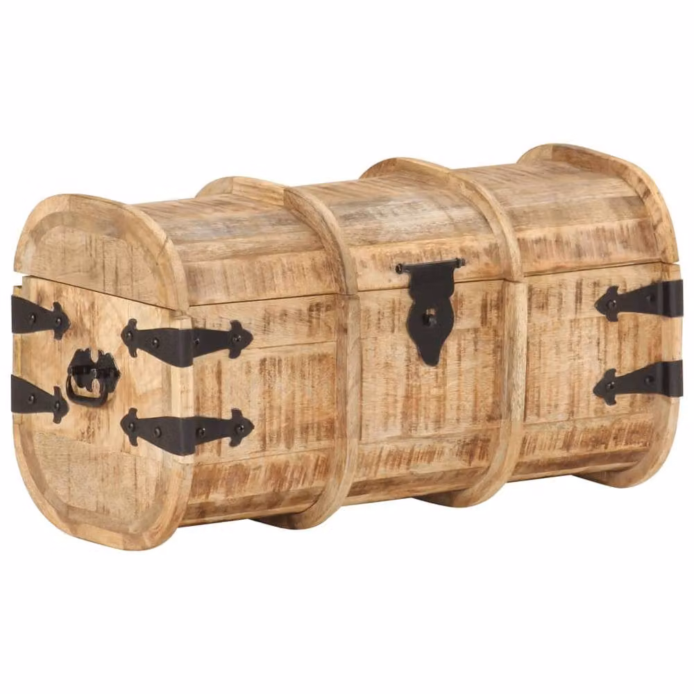 Berkfield Home Set of 2 Rustic Solid Mango Wood Storage Chests in Brown – 3