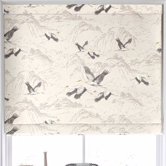 Laura Ashley Animalia Made to Measure Blackout Roman Blind in Silver Grey Cotton