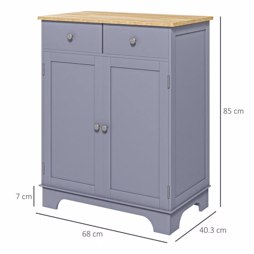 STILVORA Grey Kitchen Cabinet with Internal Drawers, Shelves and Hinged Doors, W/D/H: 85.0 x 40.3 x 68.0 cm – 3