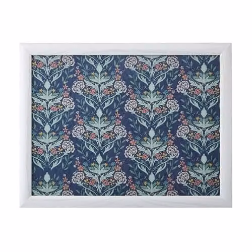 Creative Tops Floral Print Lap Tray with Bean Bag Cushion, Blue, W: 44 cm, D: 34 cm, H: 6 cm