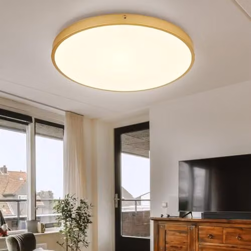 Globo Lighting Modern LED Ring Ceiling Light in Brass-Coloured Metal and Plastic, Warm White, D 45 cm – 3