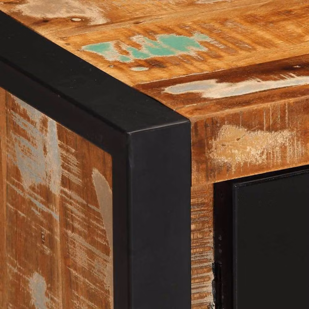 Berkfield Home Multicolour Industrial Sideboard in Reclaimed Solid Wood and Metal, W/D/H: 55 x 35 x 70 cm – 5