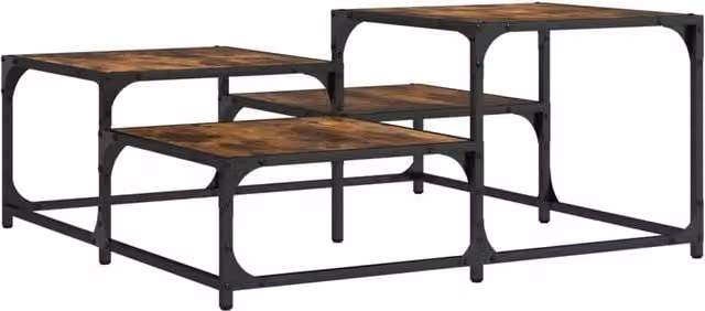 Berkfield Home Smoked Oak Coffee Table in Brown, W/D/H: 87.5 x 87.5 x 40 cm