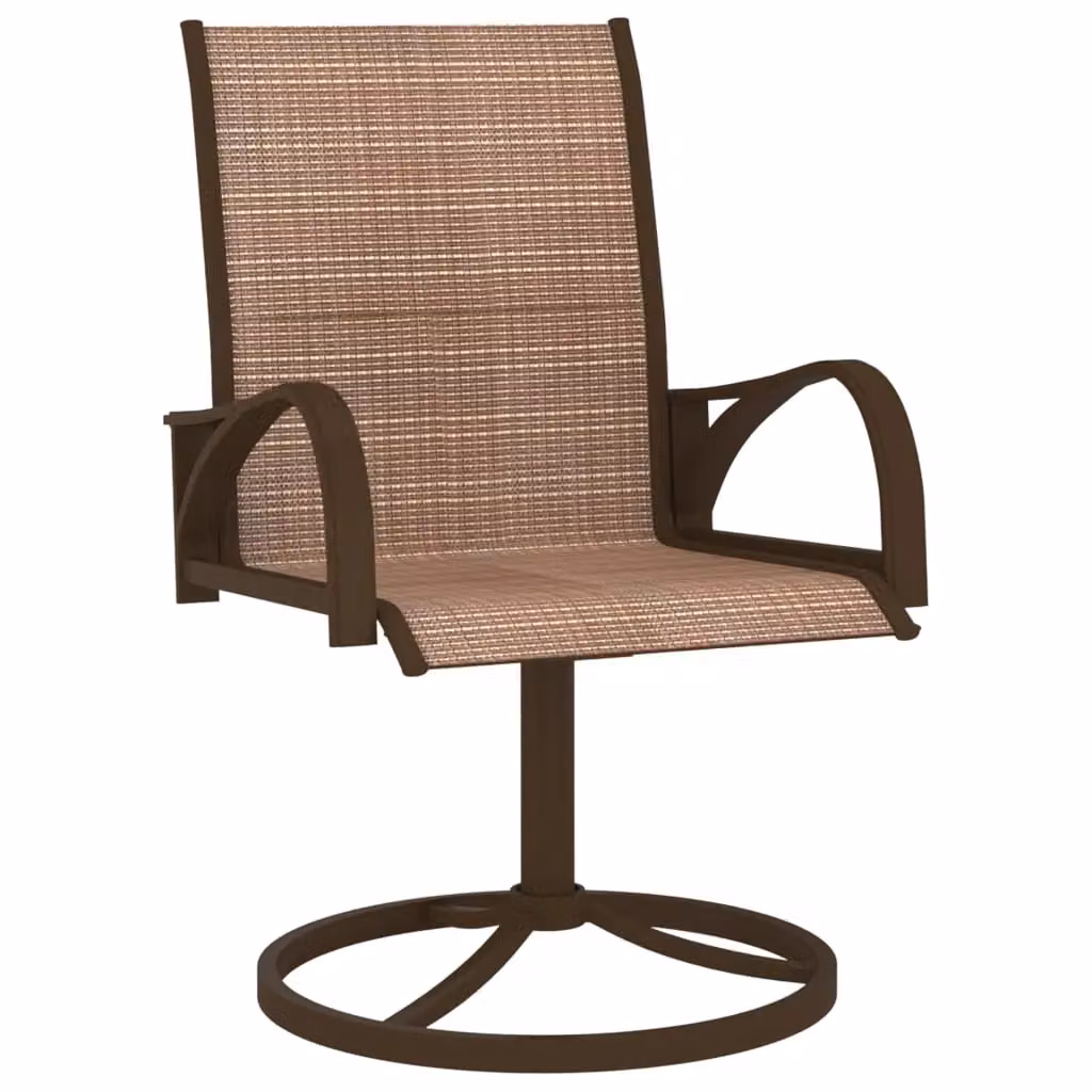 Berkfield Home Set of 2 Brown Modern Garden Swivel Chairs in Textilene and Steel – 2