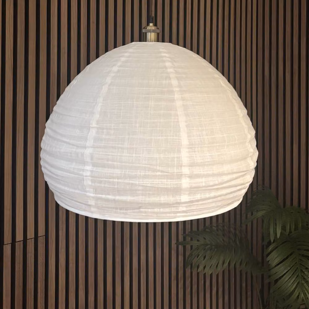 CGC Lighting Hester White Linen Round Handmade Easy Fit Lampshade, Scandinavian Style, W: 50.0 cm, D: 37.5 cm, H: 37.5 cm – 2