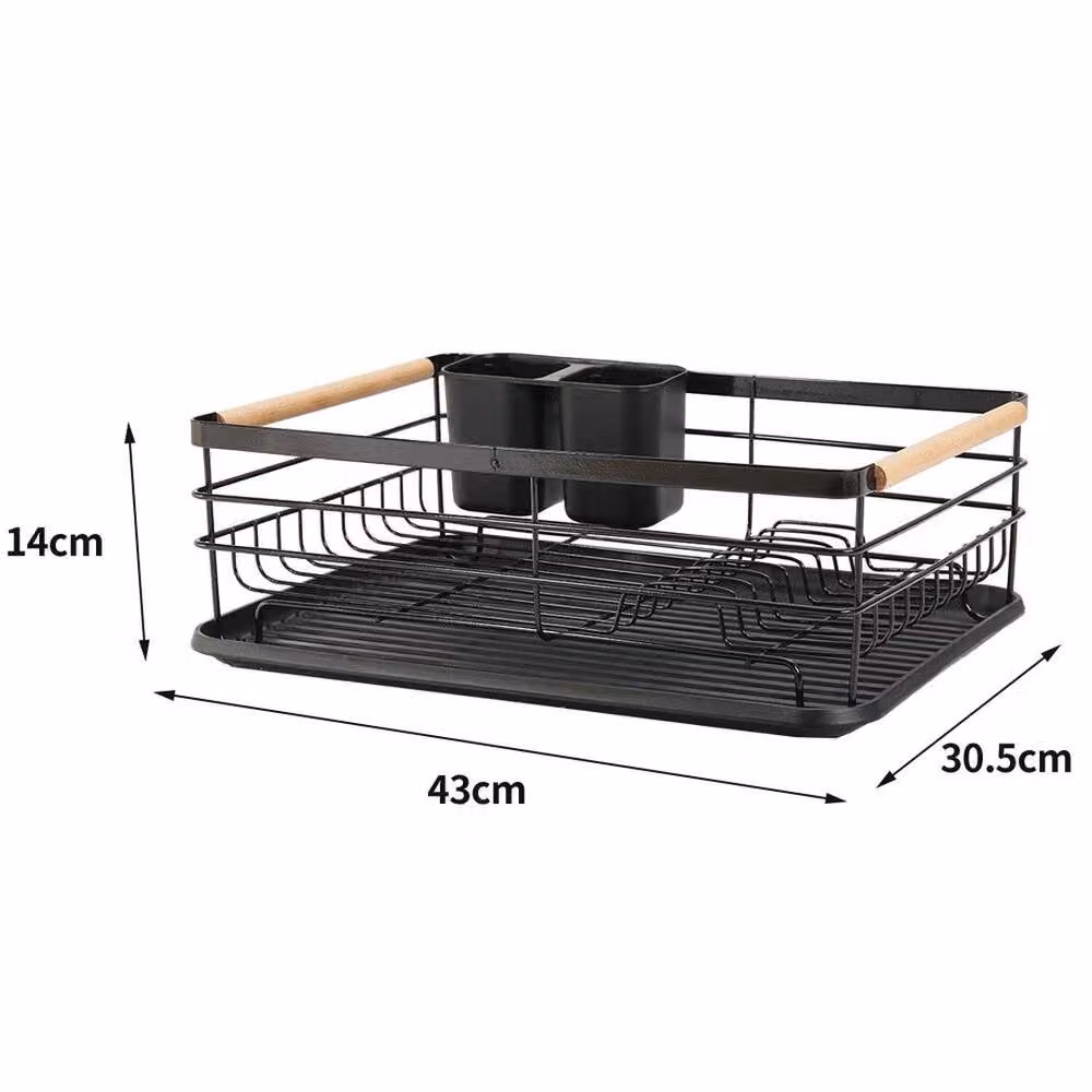 FORGEVIO Black Metal Dish Drainer Rack with Removable Drip Tray – 2