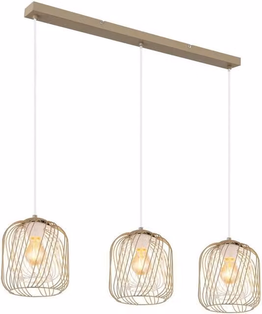 Netlighting Dichti Bar Pendant Ceiling Light in Beige Matt with 3x E27 Sockets – 1