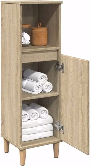 Berkfield Home Sonoma Oak Bathroom Cabinet in Brown, W/D/H: 30 x 30 x 100 cm – 1