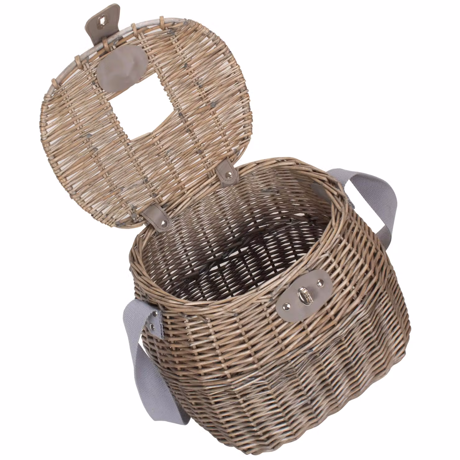 Red Hamper Antique Wash Wicker Fishing Creel in Brown and Red with Open Weave Rattan – 2