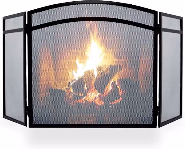 Simpa Hampton 3 Panel Fire Guard in Black