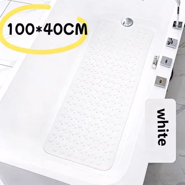 SPETLEK Non Slip Bath Mat for Shower and Bathtub, White, W: 100 cm, D: 40 cm – 1