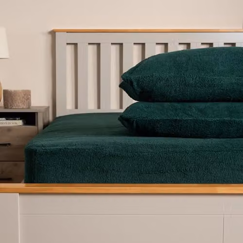 OHS 4 Pack Teddy Fleece Pillowcases, Thermal Soft Green Bedding Set – 2