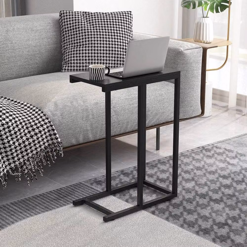 Kelvenix Modern Black Wood and Metal Sofa Side Table, Height: 64 cm, Width: 45 cm – 4