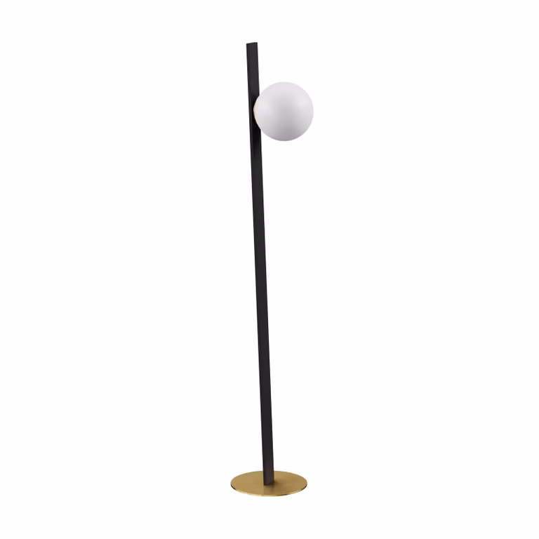 Dôme Deco ARMADO Modern Dome Floor Lamp in White and Gold/Brass Metal and Glass