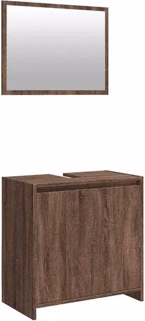 Berkfield Home 2 Piece Modern Bathroom Furniture Set in Brown Oak – 1