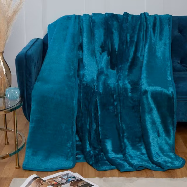 Rapport Home Petrol Green Faux Fur Polyester Plain Cosy Throw, W: 150 cm
