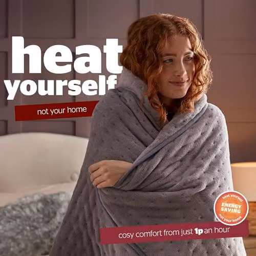 Silentnight Comfort Control Luxury Fleece Electric Heated Throw Blanket in Grey, W/D/H: 120 x 160 cm – 6