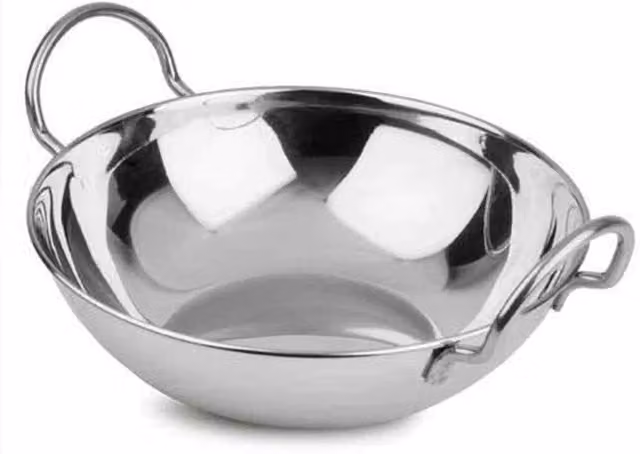KDMD Stainless Steel Curry Serving Dish with Handle in Silver, 15 cm