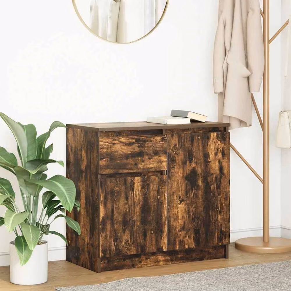 Berkfield Home Smoked Oak Sideboard with Drawer in Brown, W/D/H: 71 x 35 x 65 cm – 2