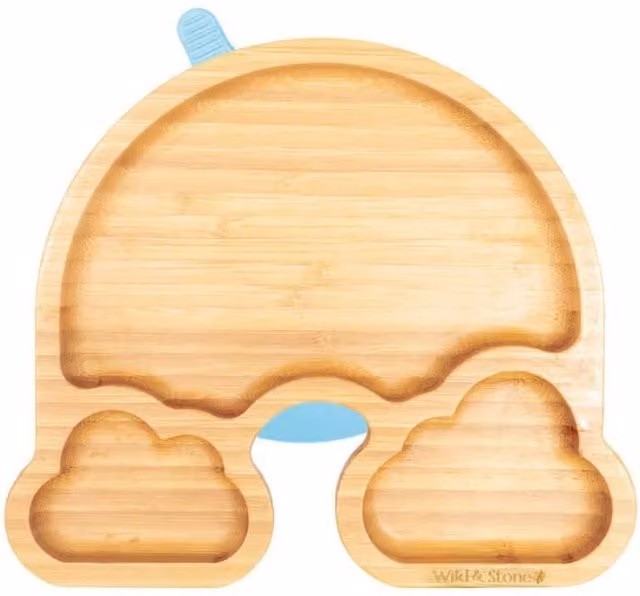Wild & Stone Bamboo Baby Suction Weaning Bowl in Blue Over The Rainbow