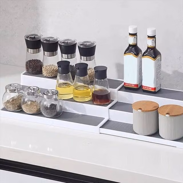 EONLION 3 Tier Step Spice Storage Rack in White