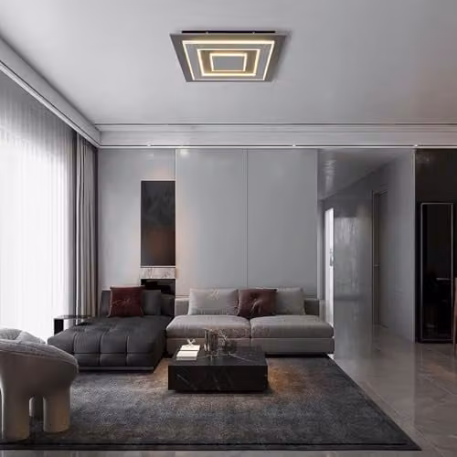 Netlighting Globo Lighting LED Ceiling Panel Light in Grey, 40 W, 840 lm, Warm White, W/D/H: 48 x 48 x 5.2 cm – 4