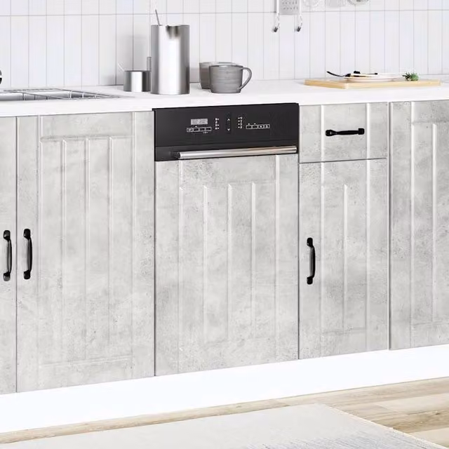 Berkfield Home Lucca Decorative Dishwasher Panel in Concrete Grey Engineered Wood – 1