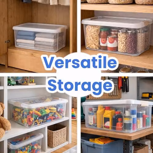 Libbi Lou Transparent Plastic Stackable Storage Boxes with Lids, 20 Litre (Set of 2) – 4