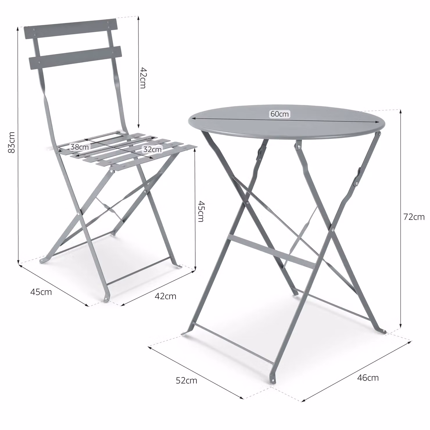 Bravich LTD Manarola 3 Piece Metal Garden Bistro Set in Grey – 3