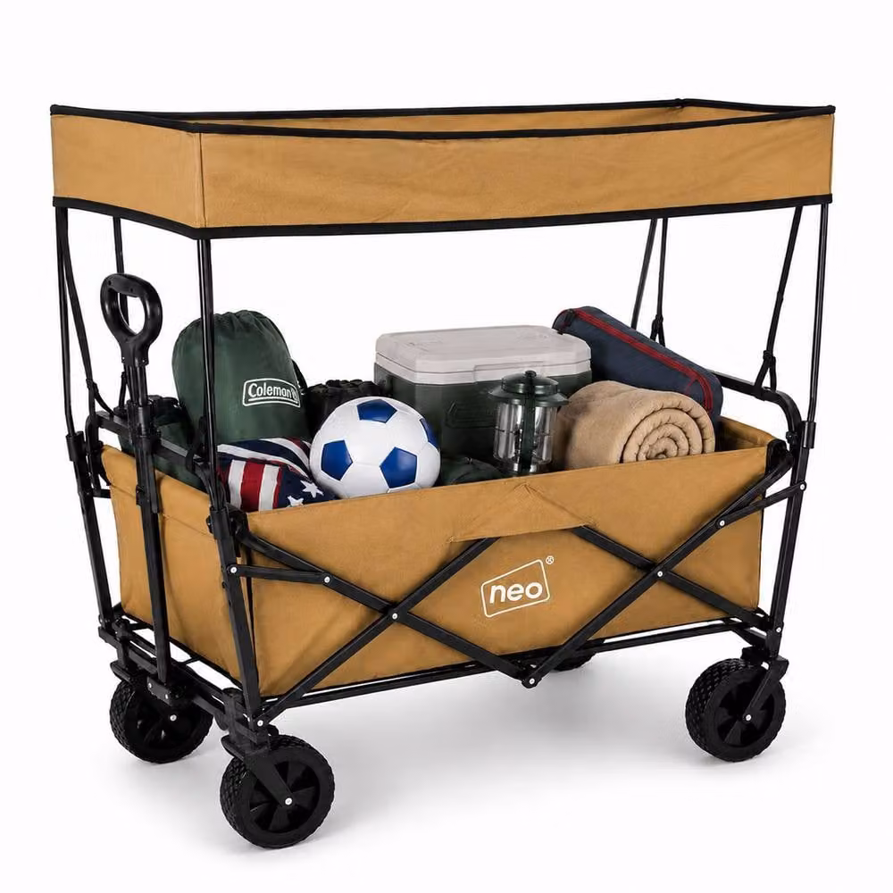Neo Folding Garden Cart with Canopy in Khaki, 140L Capacity – 7