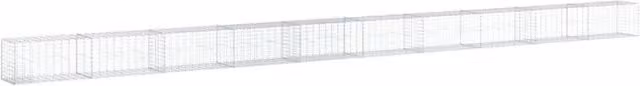 Berkfield Home Silver Galvanised Steel Gabion Basket with Cover, W: 1000 cm, D: 50 cm, H: 50 cm – 1