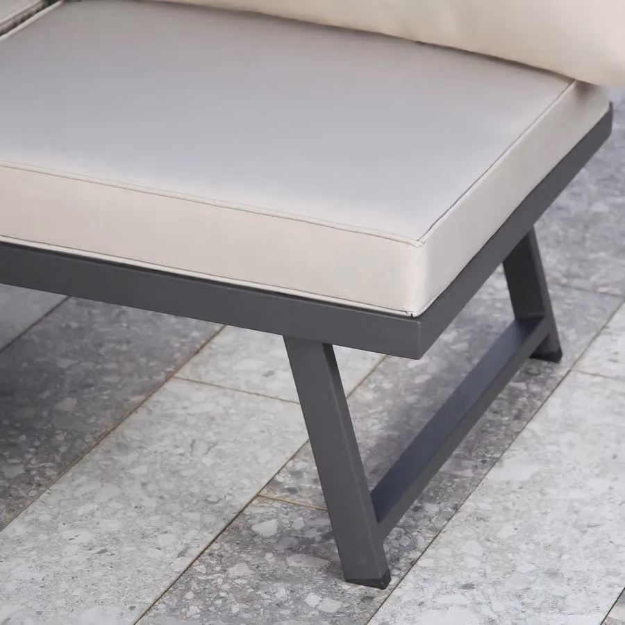 Home Garden Direct Monaco L-Shape Lounge Corner Sofa Set in Grey with Outdoor Coffee Table and Sunbed Function – 2