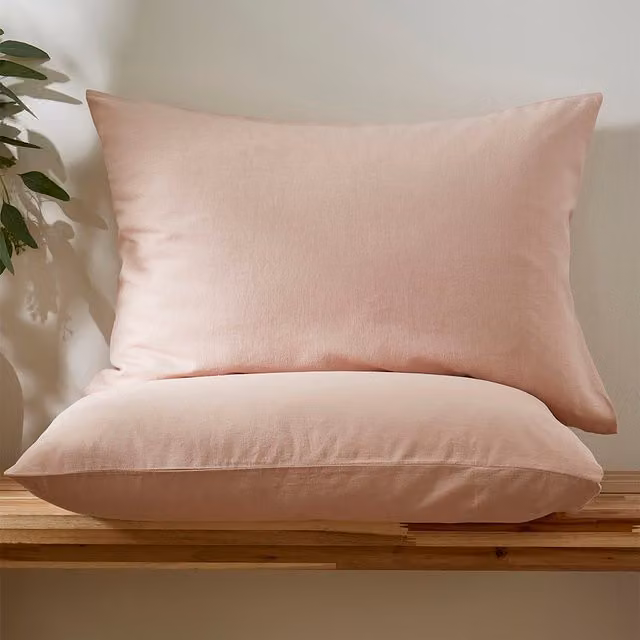 Martex Touch of Linen Housewife Pillowcase Pair in Seashell Pink