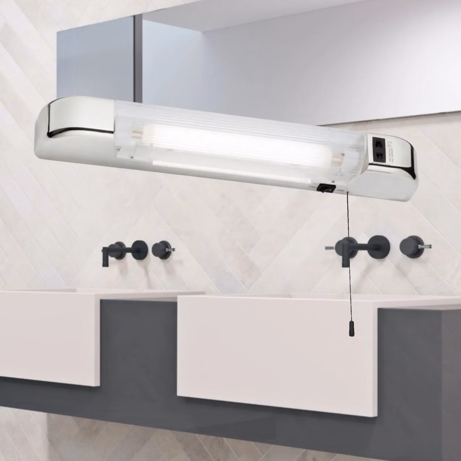 First Choice Lighting Rise Chrome LED Bathroom Shaver Light in Silver, W/D/H: 120 x 80 x 40 cm – 2