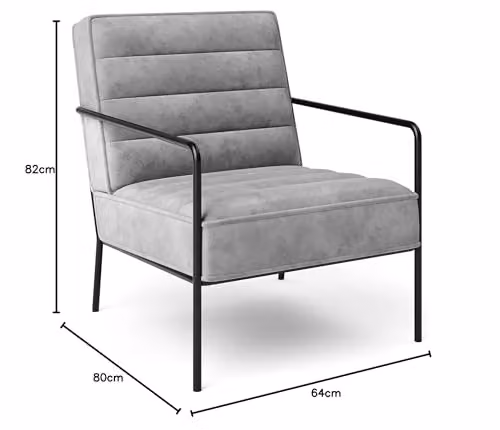 Alphason Modern Grey Velvet Accent Chair with Armrests, W: 64 cm, D: 80 cm, H: 82 cm – 2