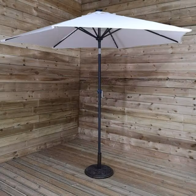 Samuel Alexander Solar Powered LED Crank Tilt Garden Patio Parasol in Black, Height: 270 cm